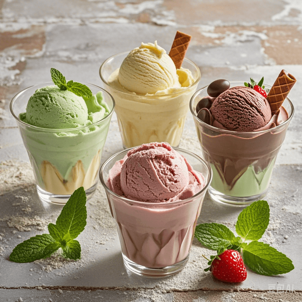 Various ice cream flavors