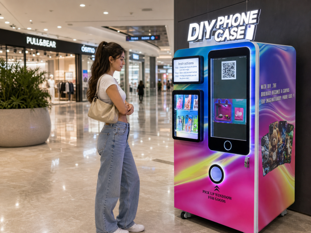Phone case printing vending machine in Dubai mall