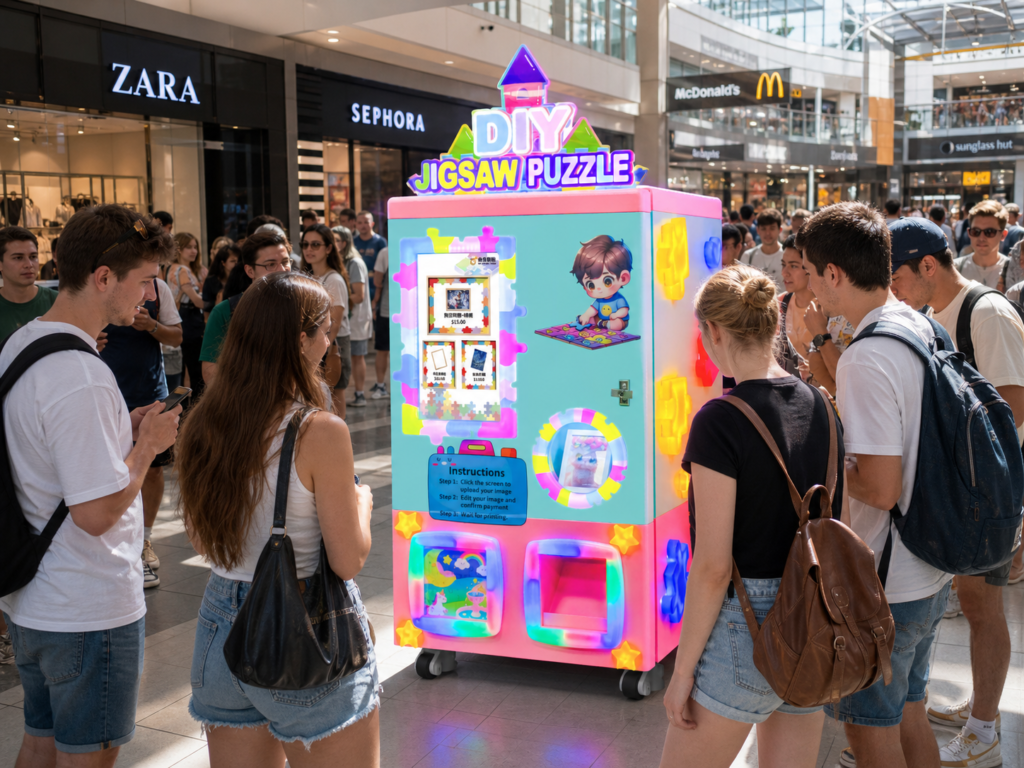 Red Rabbit puzzle vending machine in shopping mall