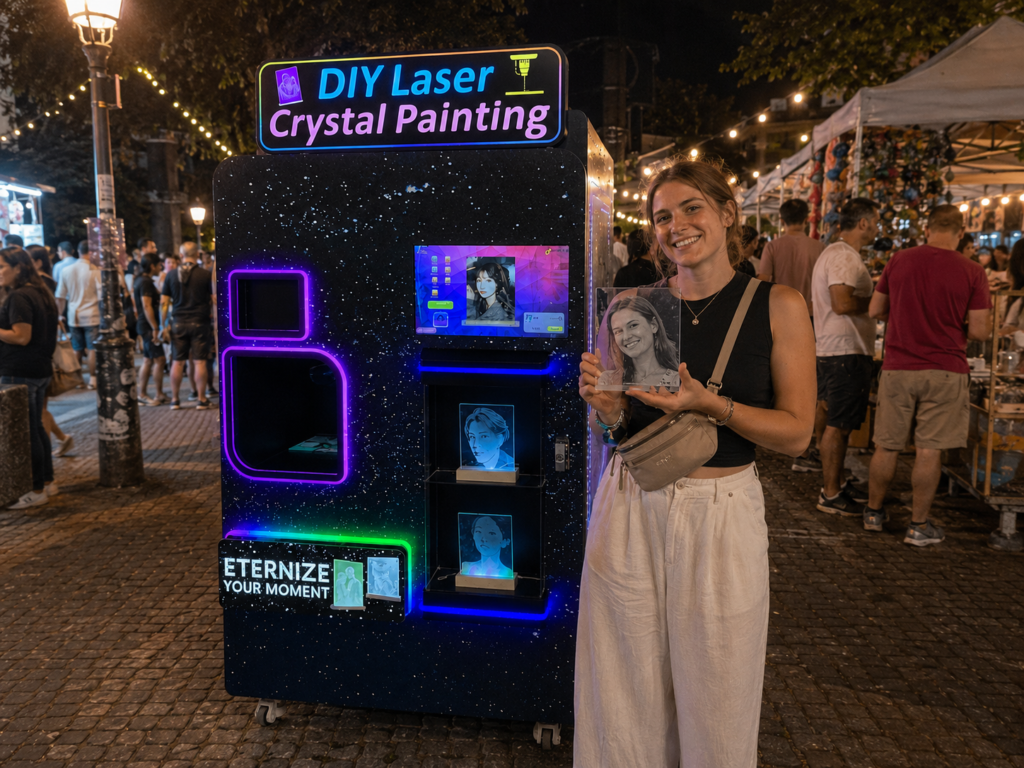 Laser-engraving vending machine at a market in the United States