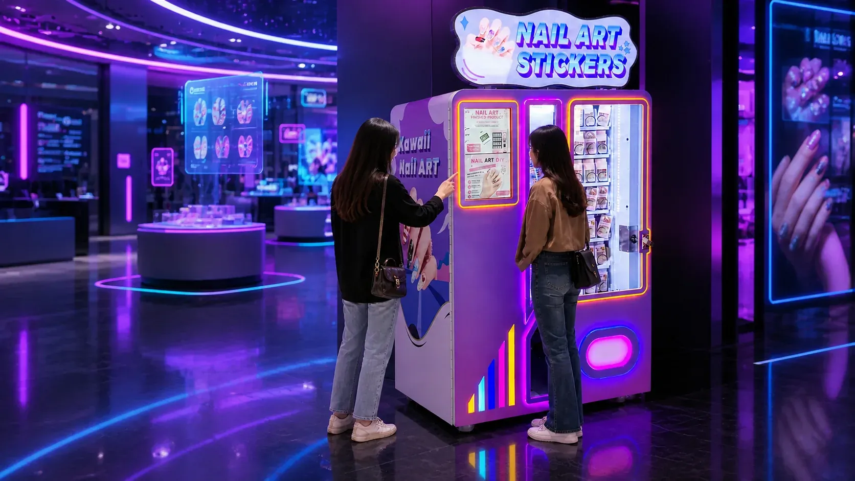 CT-MJ330 nail art vending machine customer case in a shopping mall