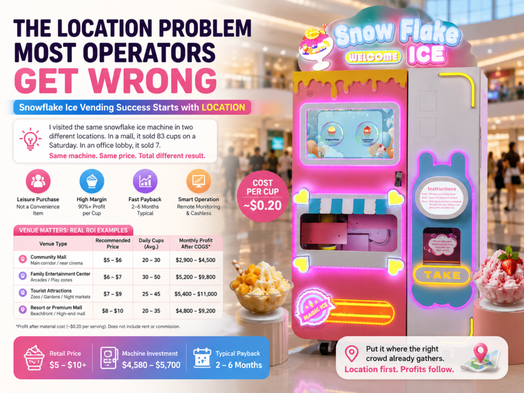 Snowflake Ice Vending Machine Location Strategy: Where Shaved Ice Earns the Most per Square Foot