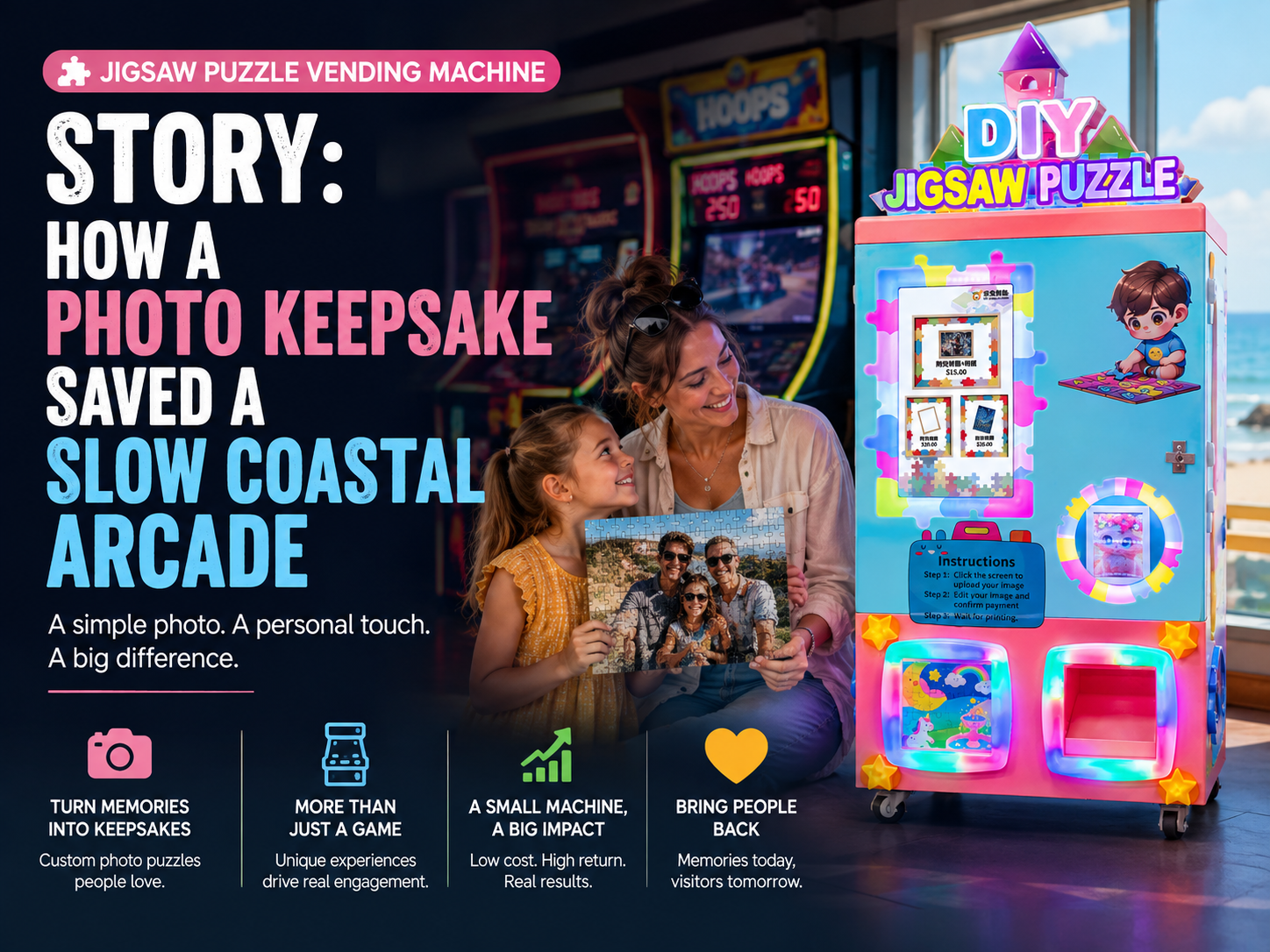 Jigsaw Puzzle Vending Machine Story: How a Photo Keepsake Saved a Slow Coastal Arcade