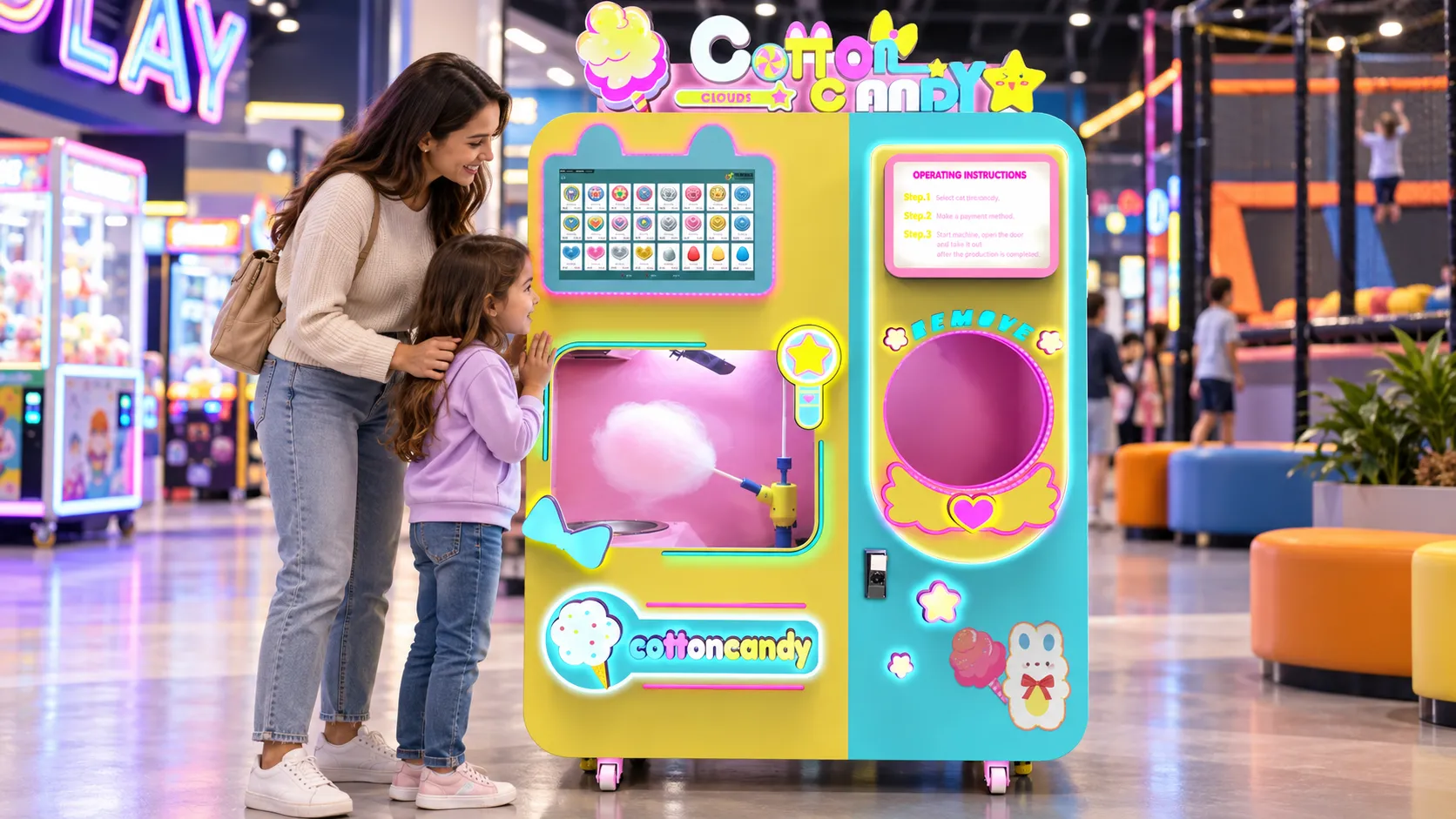 CT-606 cotton candy vending machine in a family entertainment venue