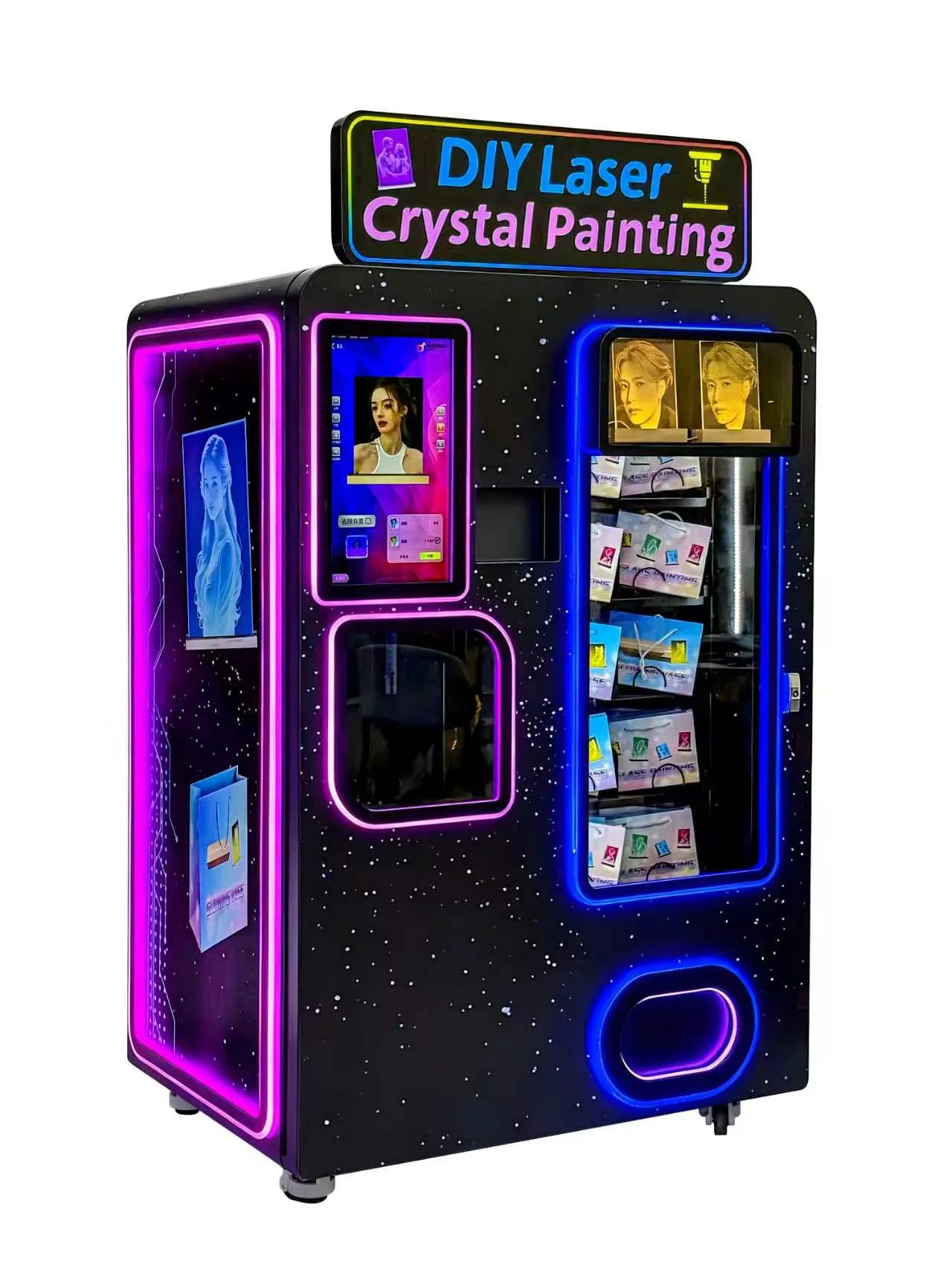 DK323 glass engraving vending machine close-up product view