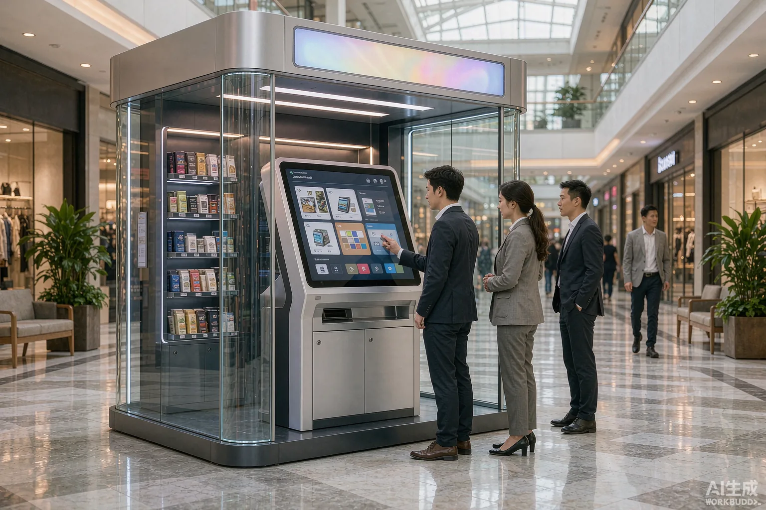 Moderner Erlebnis-Verkaufsautomat-Kiosk in einem Einkaufszentrum