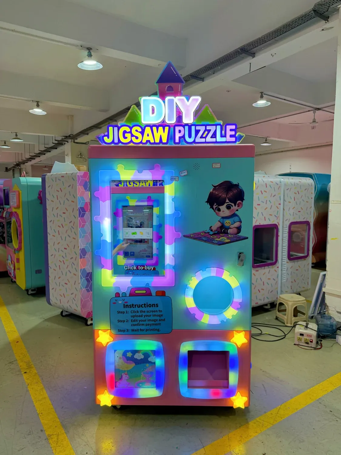 Colorful Puzzle Printing — Red Rabbit machine photograph